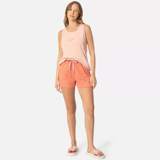 Short Doll Em Poá- Salmão & Coral- Anna Kock Sleepwear