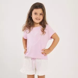 Short Doll Com Inscrições<BR>- Lilás & Off White<BR>- Anna Kock Sleepwear