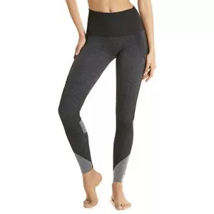 Legging Em Mescla Com Recortes<BR>- Preta & Cinza