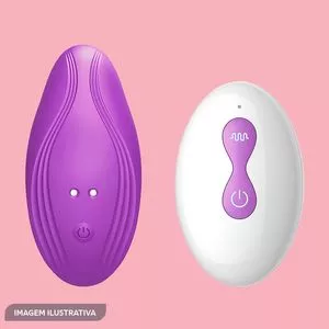 Vibrador Calcinha Com Mini Controle Female<BR>- Roxo & Branco<BR>- 8,8x4,3x1,7cm<BR>- Désir Atelie