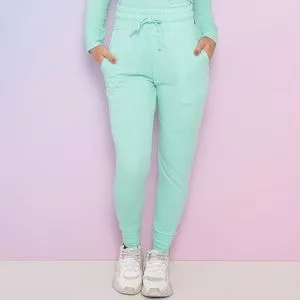 Calça Jogger Com Bolsos<BR>- Verde Água