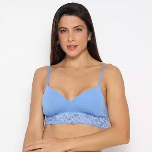 Soutien Triângulo Com Renda<BR>- Azul