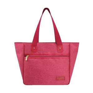 Bolsa Shopper Com Recortes<BR>- Vermelha & Rosa<BR>- 28,5x30x15cm<BR>- Jacki Design