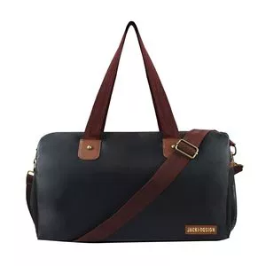 Bolsa De Viagem<BR>- Preta & Marrom<BR>- 25,5x43x17,5cm