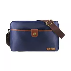 Bolsa Transversal<BR>- Azul Escuro & Marrom Claro<BR>- 21x32x8,5cm<BR>- Jacki Design