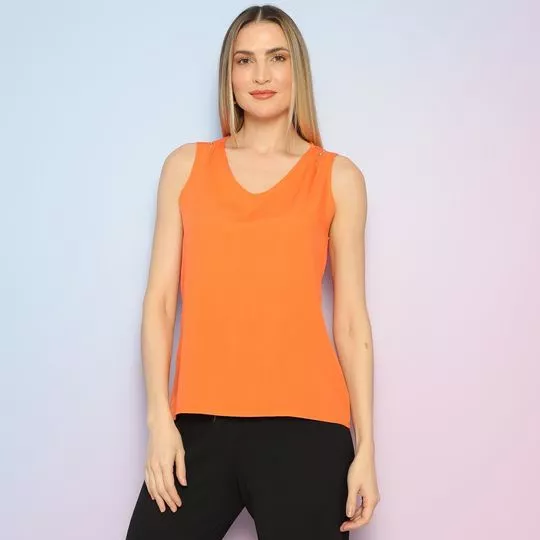 Blusa Com Aviamentos- Laranja