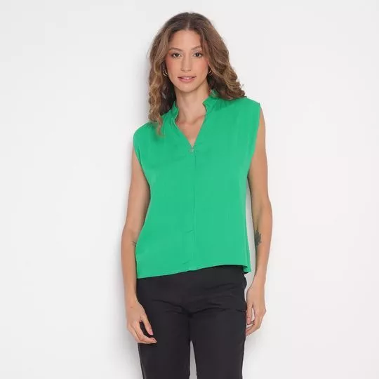 Blusa Com Botão- Verde