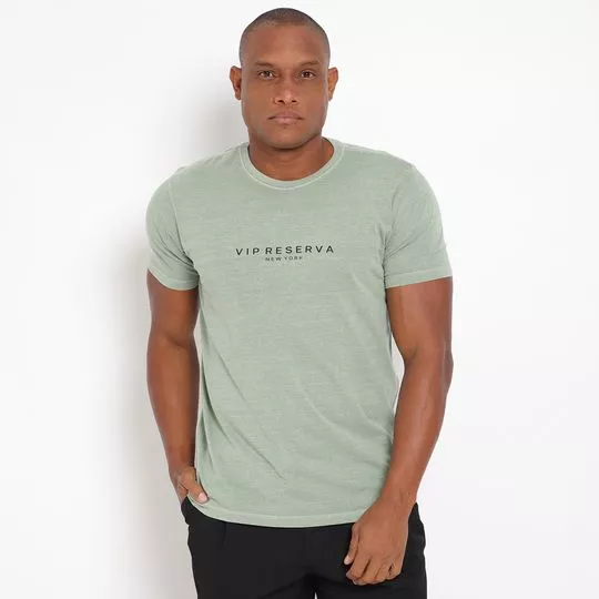 Camiseta Com Inscrições- Verde Claro & Preta