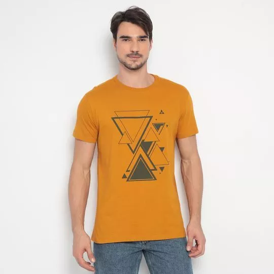 Camiseta Geométrica- Amarelo Escuro & Cinza escuro