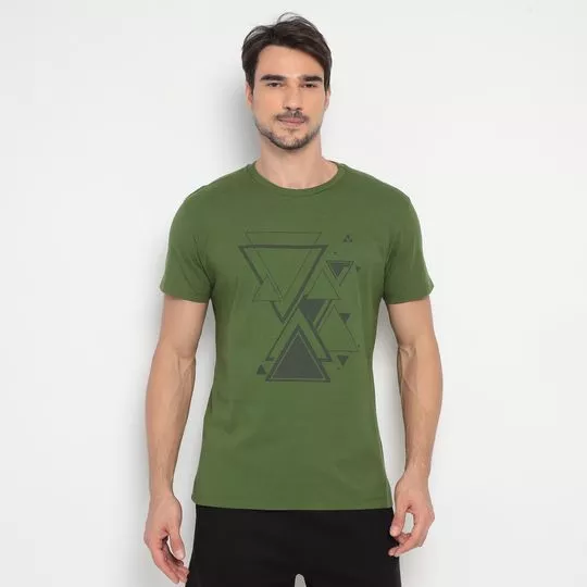 Camiseta Geométrica- Verde & Cinza Escuro