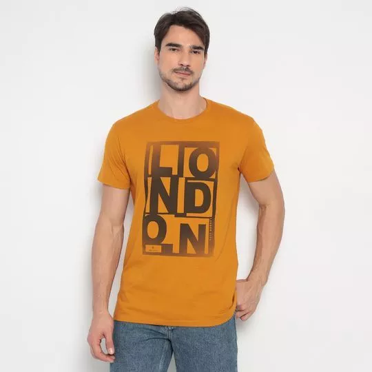 Camiseta Com Inscrições- Amarelo Escuro & Preta