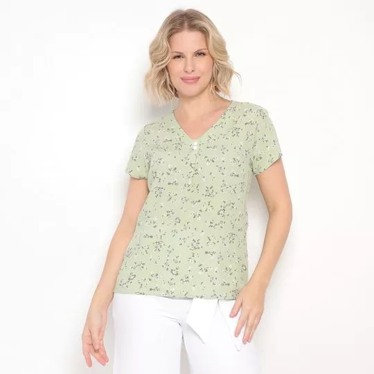 Blusa Floral- Verde Claro & Lilás