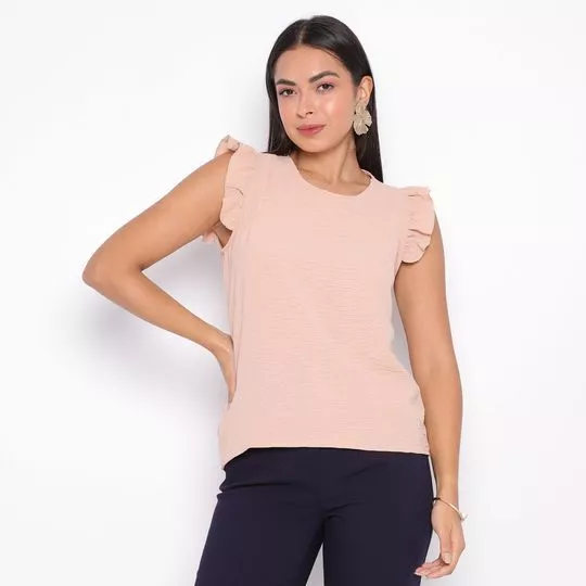 Blusa Com Babados- Rosa Claro