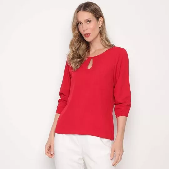 Blusa Com Vazado- Vermelho Escuro