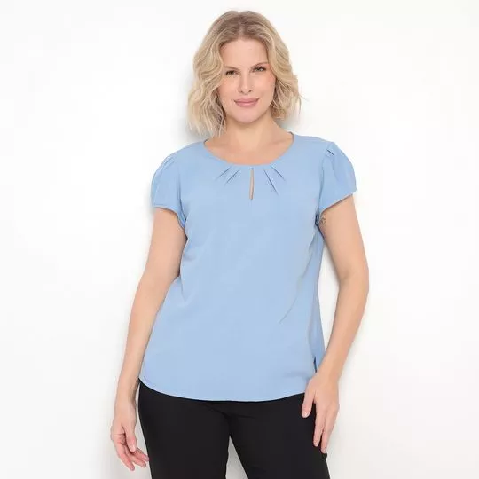 Blusa Com Recortes- Azul Claro