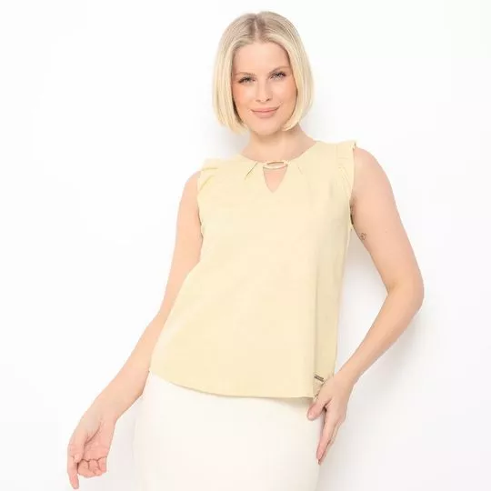 Blusa Com Linho- Amarelo Claro