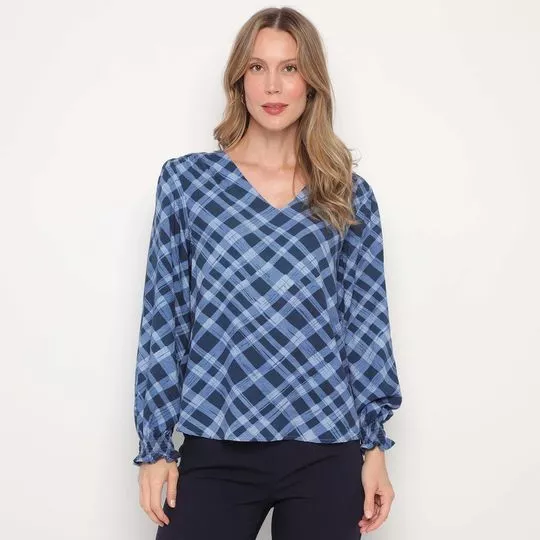 Blusa Xadrez- Azul Marinho & Azul