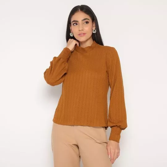 Blusa Em Tricô- Caramelo