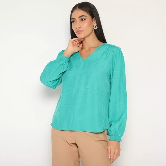 Blusa Texturizada- Verde Água