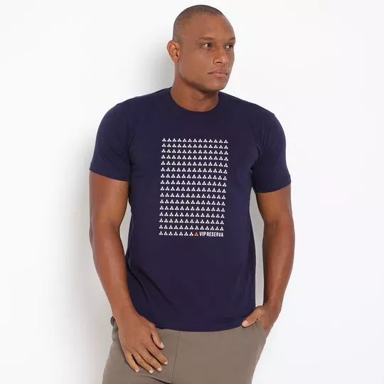 Camiseta Com Logo- Azul Marinho & Branca