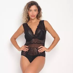 Body Com Renda<BR>- Preto<BR>- LIAH