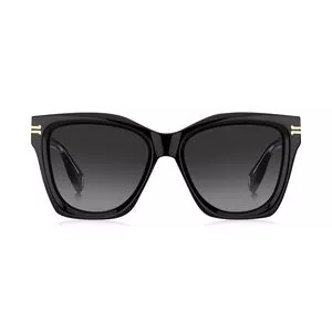 Óculos De Sol Quadrado<BR>- Preto & Prateado<BR>- Marc Jacobs