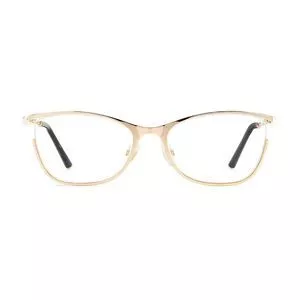 Armação Retangular Para Óculos De Grau<BR>- Dourada & Off White<BR>- Carolina Herrera