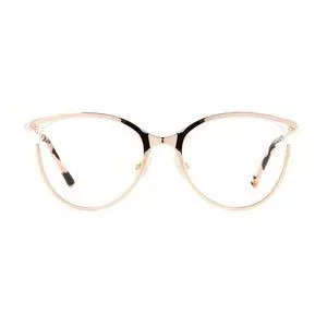 Armação Arredondada Para Óculos De Grau<BR>- Dourada & Preta<BR>- Carolina Herrera