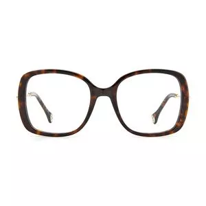 Armação Quadrada Para Óculos De Grau<BR>- Marrom Escuro & Dourada<BR>- Carolina Herrera