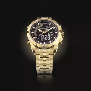 Relógio Digital & Analógico BJ3496AA-1D<BR>- Dourado<BR>- Technos