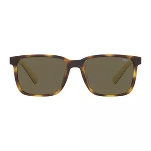 Óculos De Sol Retangular<BR>- Marrom & Amarelo Escuro