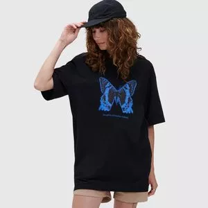 Camiseta Borboleta<BR>- Preta & Azul