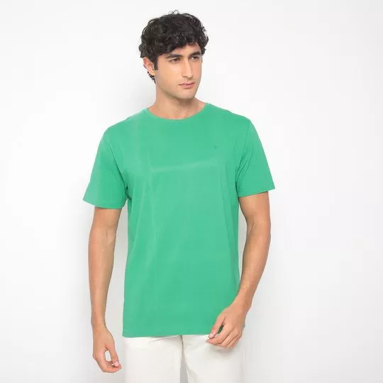 Camiseta Com Bordado- Verde