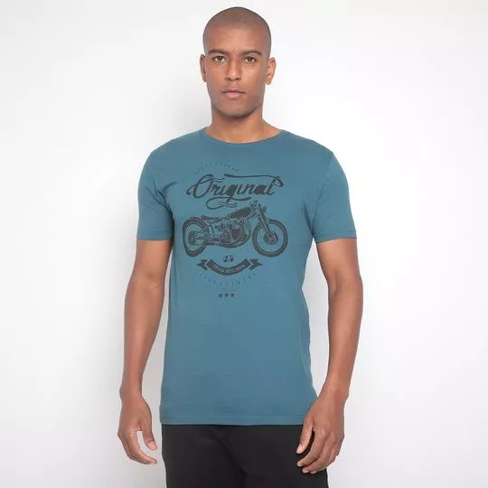 Camiseta Motocicleta- Azul Turquesa