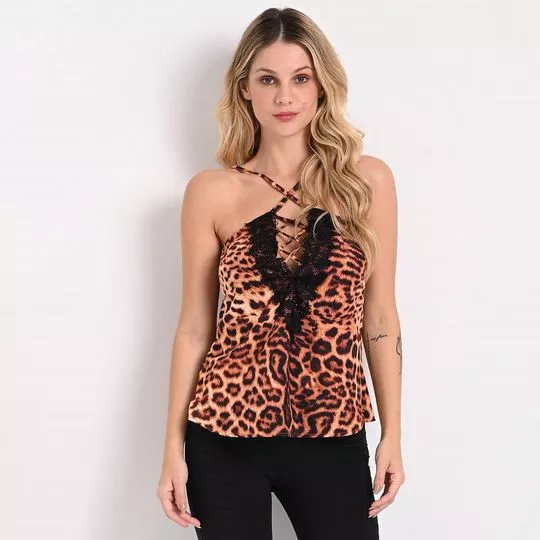 Blusa Animal Print- Laranja Escuro & Preta