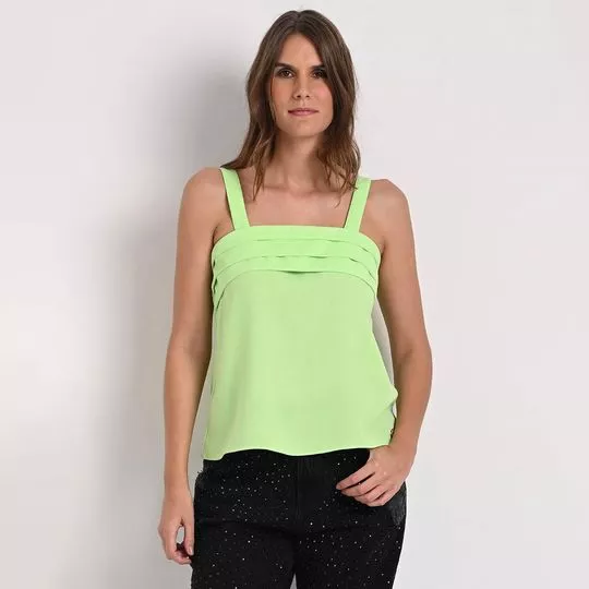 Blusa Com Plissado- Verde Limão