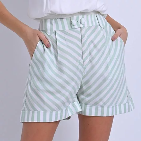 Short Listrado- Verde Oliva & Branco