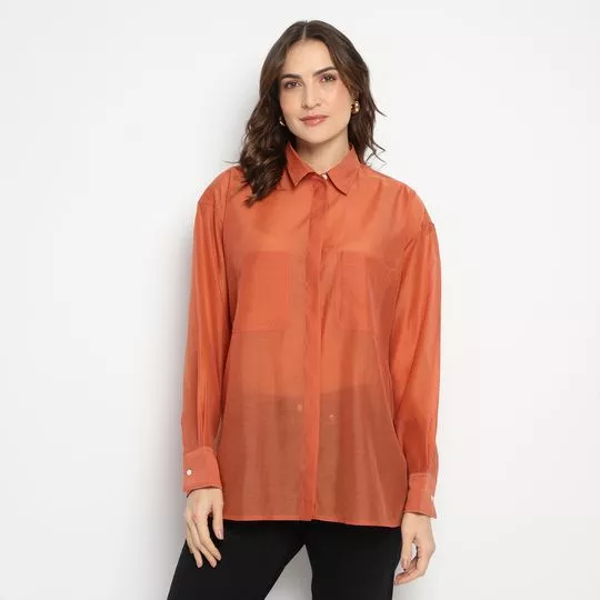 Camisa Com Bolsos- Laranja