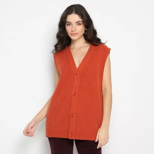 Colete Rincon Button Down Vest- Laranja Escuro