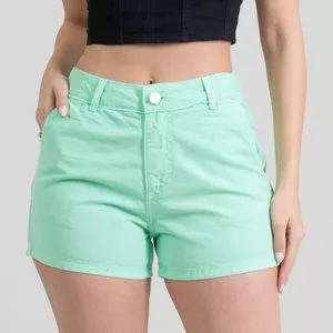 Short Jeans Com Recortes<BR>- Verde Claro