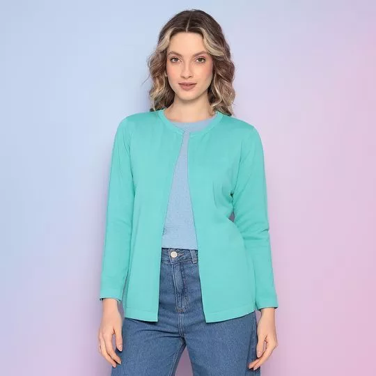 Cardigan Em Tricô- Verde