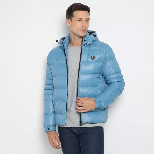 Jaqueta Puffer Com Tag- Azul