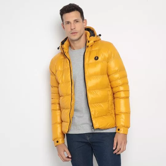 Jaqueta Puffer Com Tag- Amarela