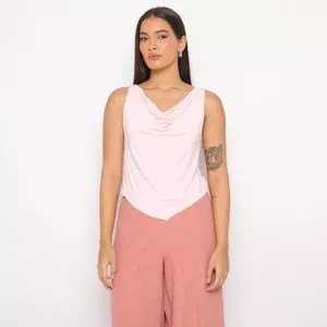 Blusa Com Recortes<BR>- Rosa Claro