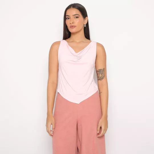 Blusa Com Recortes- Rosa Claro