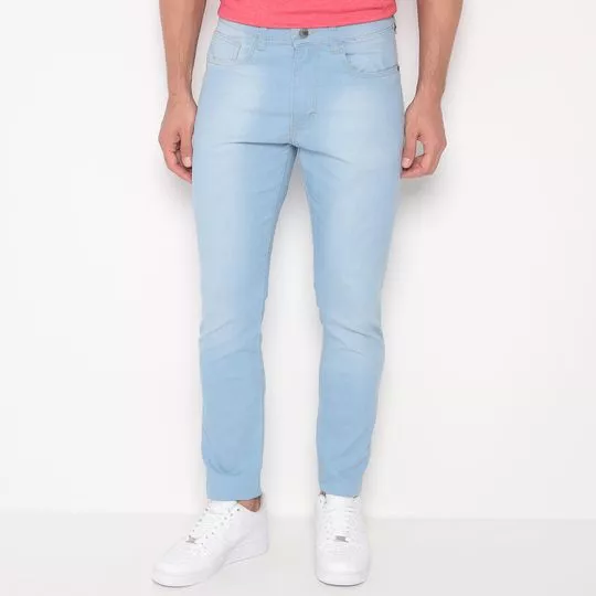 Calça Jeans Reta Estonada- Azul Claro