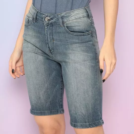 Bermuda Jeans Estonada- Azul