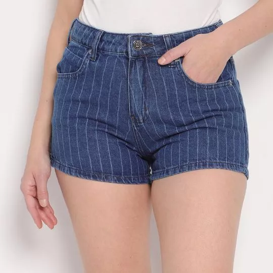 Short Jeans Com Recortes- Azul