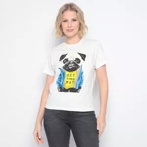 Camiseta Cachorro<BR>- Off White & Azul