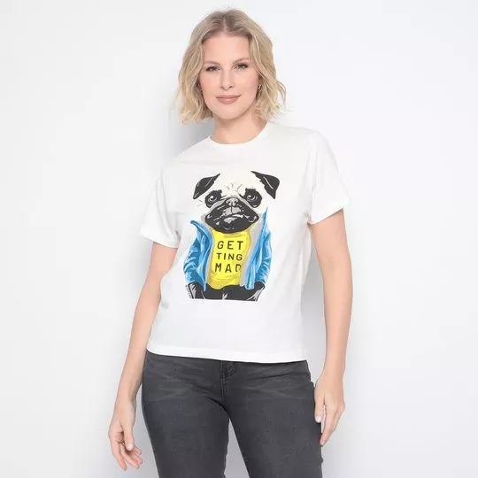 Camiseta Cachorro- Off White & Azul